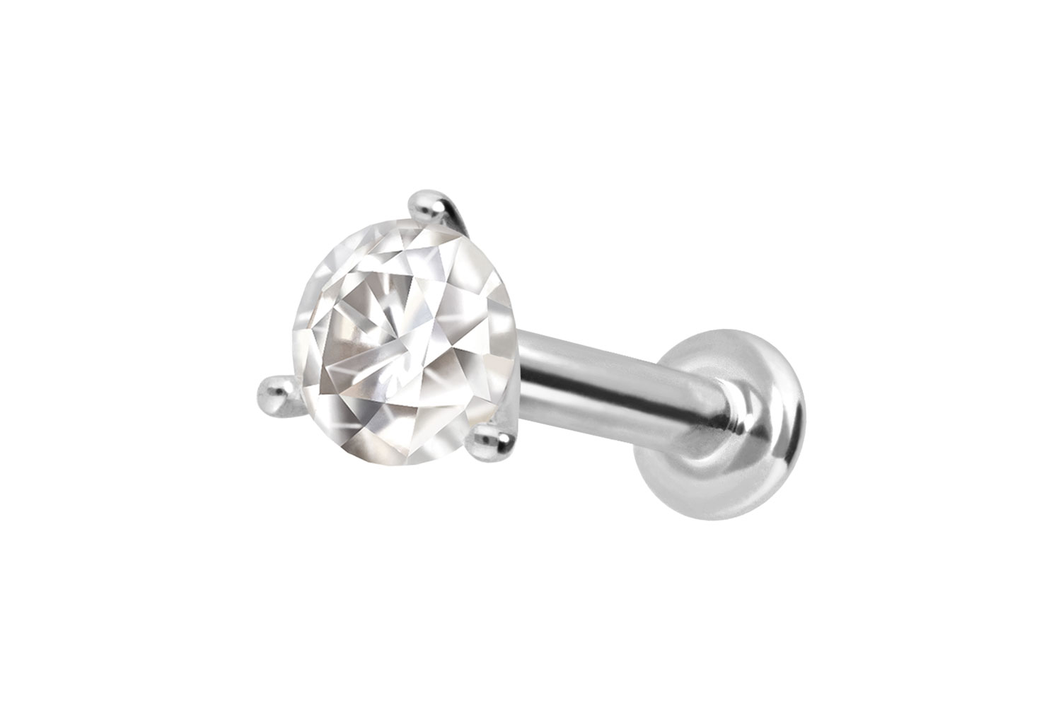 14 Karat Gold Labret Piercing mit Push Fit MOISSANIT